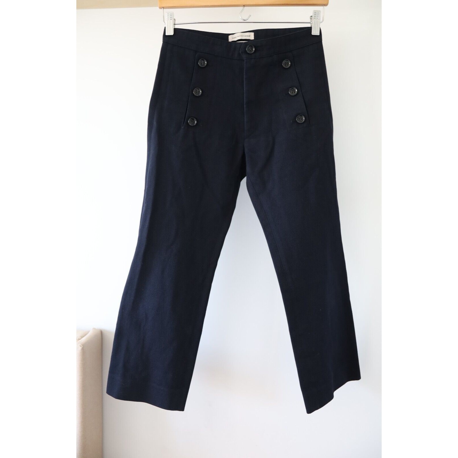 Isabel Marant Etoile Womens Size 2 Eu34 Pants Blue Macey Crop Sailor Pockets